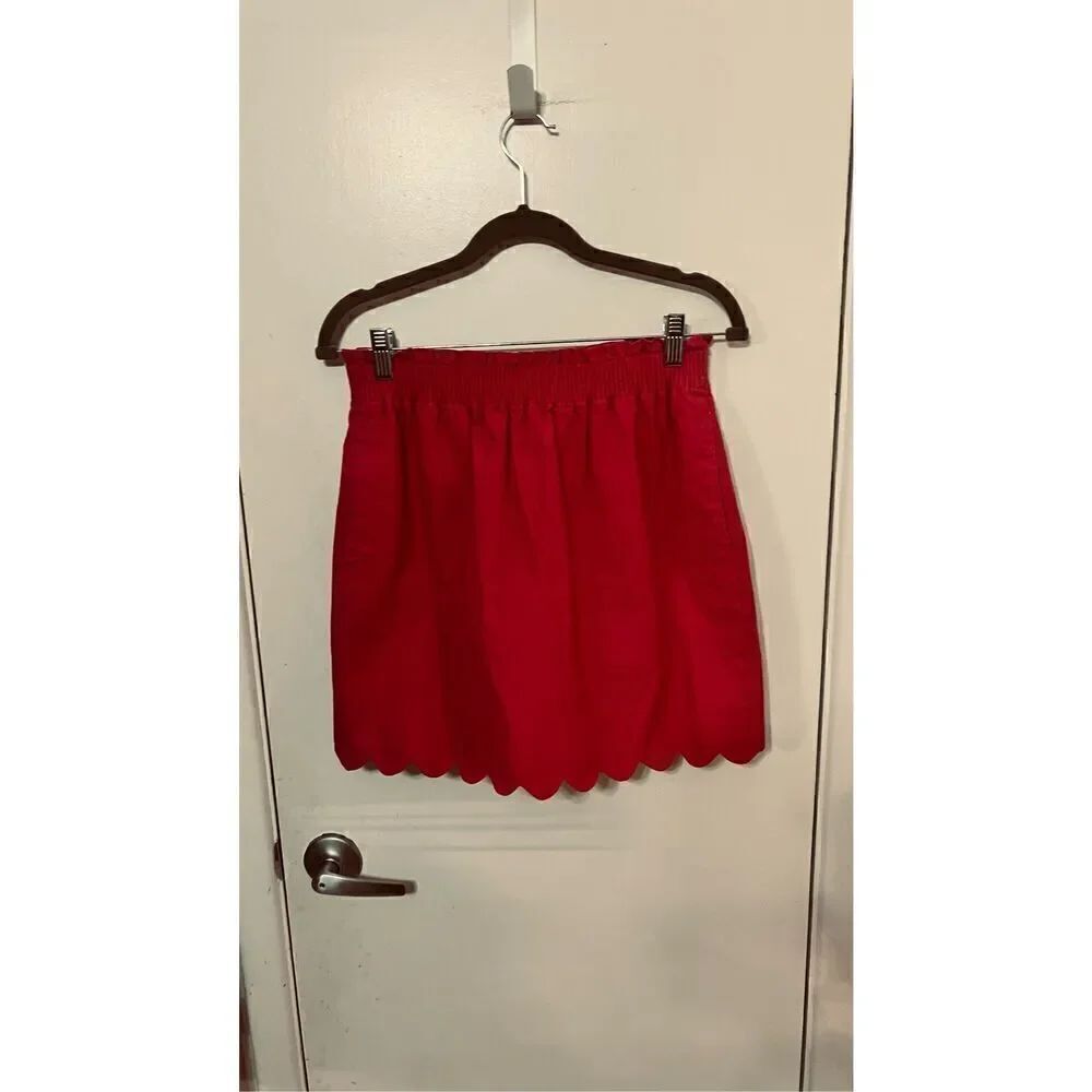 J By J Crew Pink Linen Blend Skirt with Scallop Trim Size 2